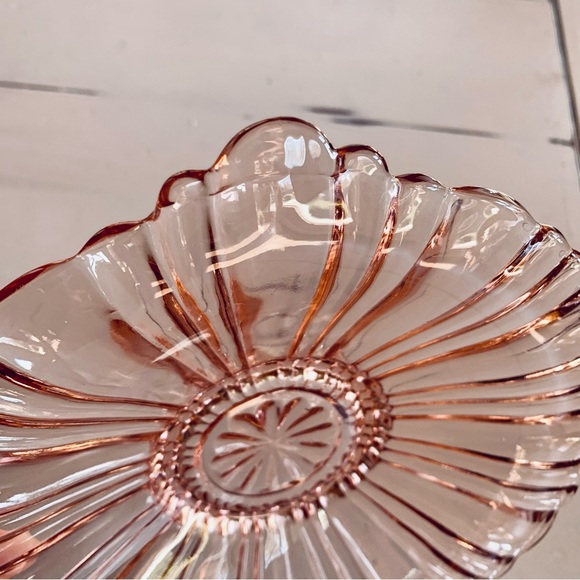 Vintage Anchor Hocking Pink Depression Glass Old Café Pink Dish Tab Handles - Picture 4 of 7